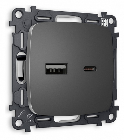 Розетка 2хUSB type A и C без рамки Ambrella Volt OMEGA MO661010 