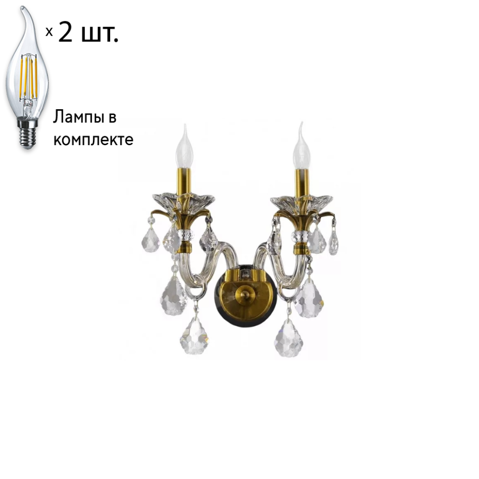 Бра Crystal Lux с лампочками Alicante AP2+Lamps E14 Свеча бра crystal lux alicante ap2