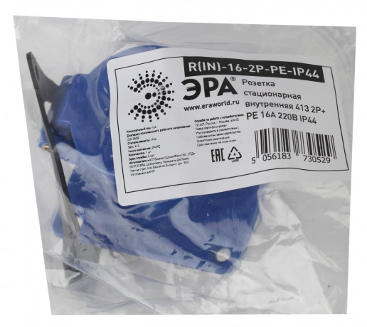 Розетка стационарная внутренняя 413 2Р+РЕ 16А 220В IP44 Эра 168098
