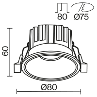 Встраиваемый светильник Maytoni Technical Round DL058-12W-DTW-B