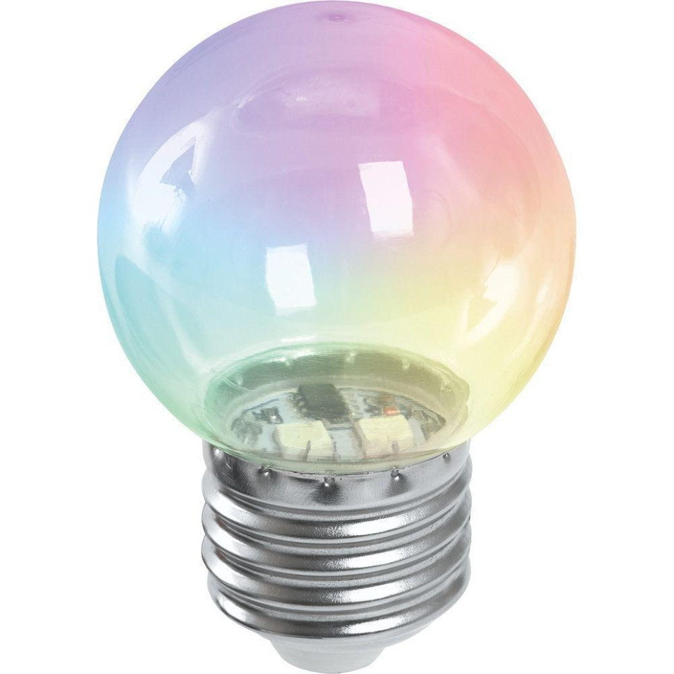 Светодиодная лампа E27, 1W, RGB, G45 для гирлянд белт-лайт CL25, CL50, Feron LB-37 (38132)