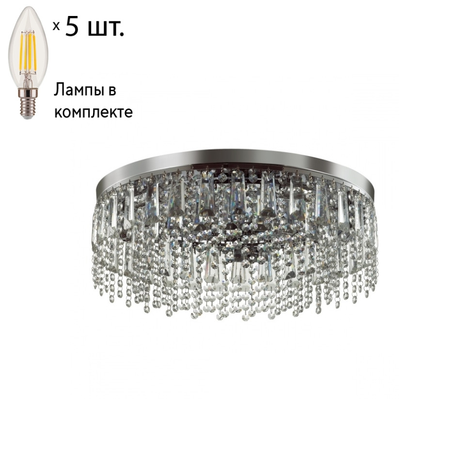 Потолочная люстра с лампочками Lumion Sparkle 5273/5C+Lamps E14 Свеча потолочная люстра lumion sparkle 5273 4c