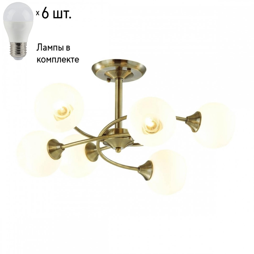 Люстра потолочная Lumion Daniella с лампочками 4537/6C+Lamps E27 P45, цвет античная бронза 4537/6C+Lamps E27 P45 - фото 1