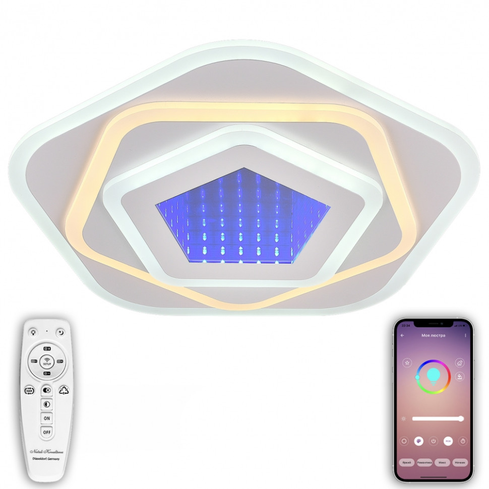 Потолочная люстра с Bluetooth и пультом ДУ Natali Kovaltseva LED HIGH-TECH LED LAMPS 82034, цвет акрил - фото 1