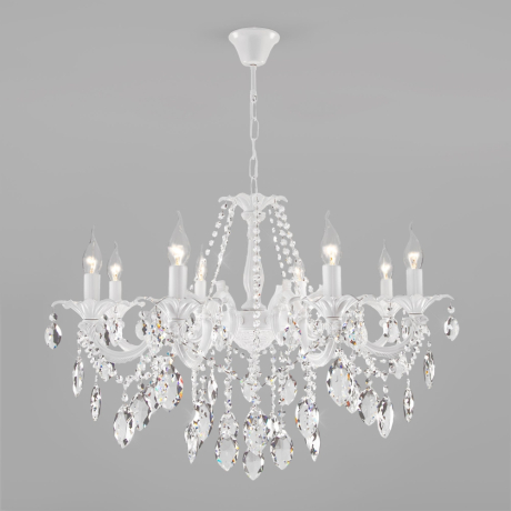 Подвесная люстра Eurosvet Veletta 10108/8 белый/прозрачный хрусталь Strotskis 