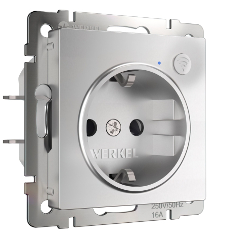 Розетка с заземлением и со шторками, без рамки с Wi-Fi Werkel серебряный W1171606