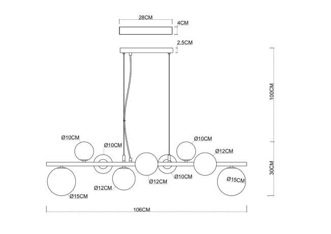 Подвесная люстра Arte Lamp GEMINI A2243SP-9BK 