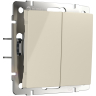 Выключатель проходной двухклавишный с самовозвратом без рамки Werkel слоновая кость W1122403 