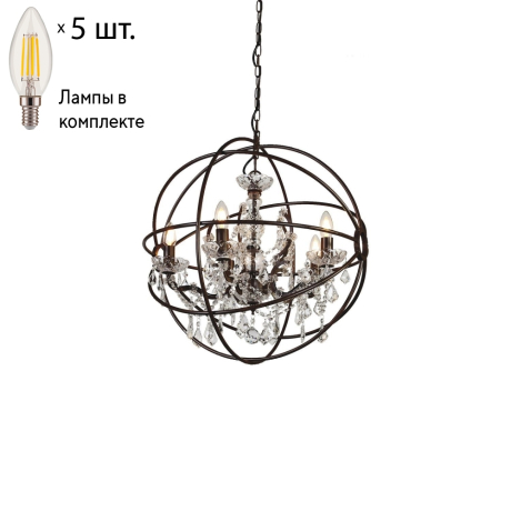 Подвесная люстра с лампочками Favourite Orbit 1834-5P+Lamps E14 Свеча 