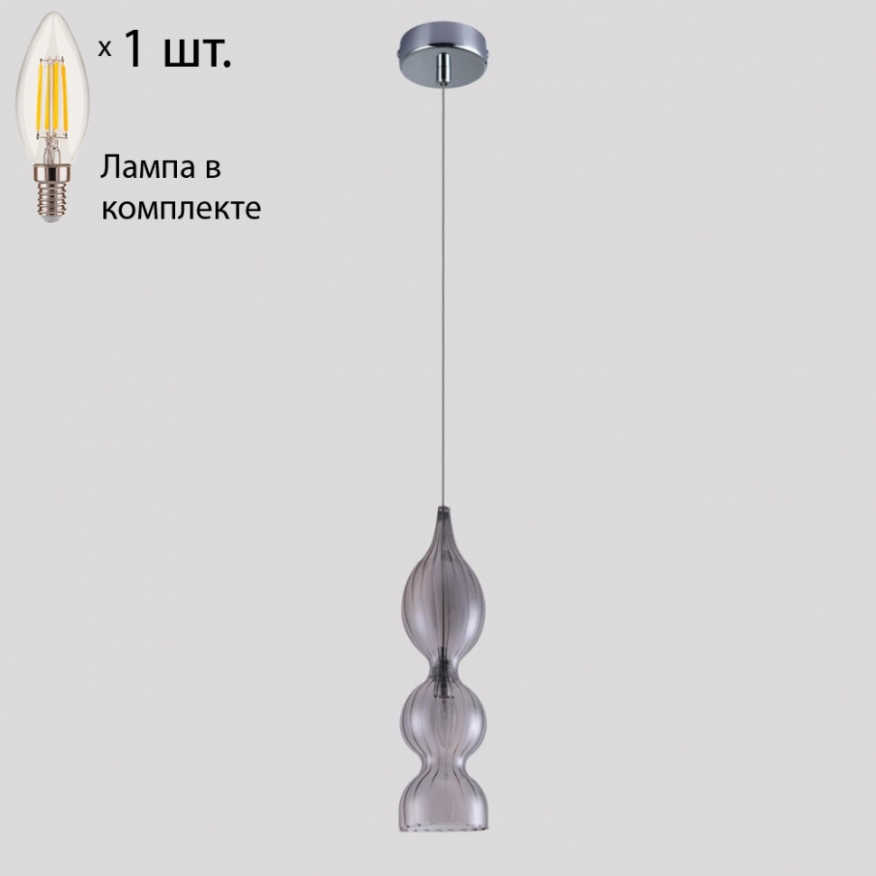 Подвесной светильник Crystal Lux с лампочкой Iris SP1 B Smoke+Lamps E14 Свеча