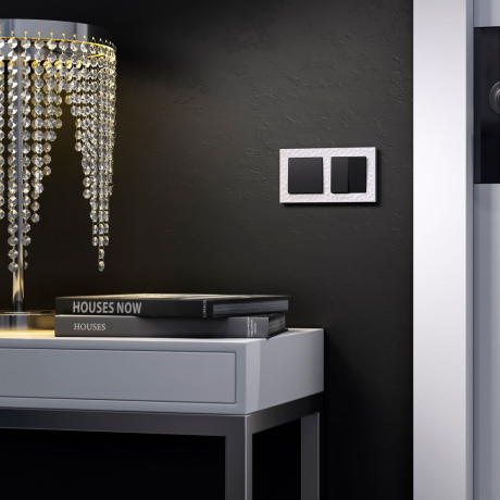 Выключатель двухклавишный проходной (черный матовый) Werkel 90686