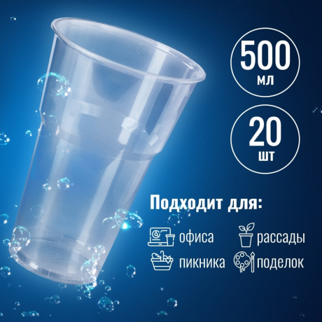 Нарушена упаковка!  <219202> Одноразовые стаканы 500 мл (600939)