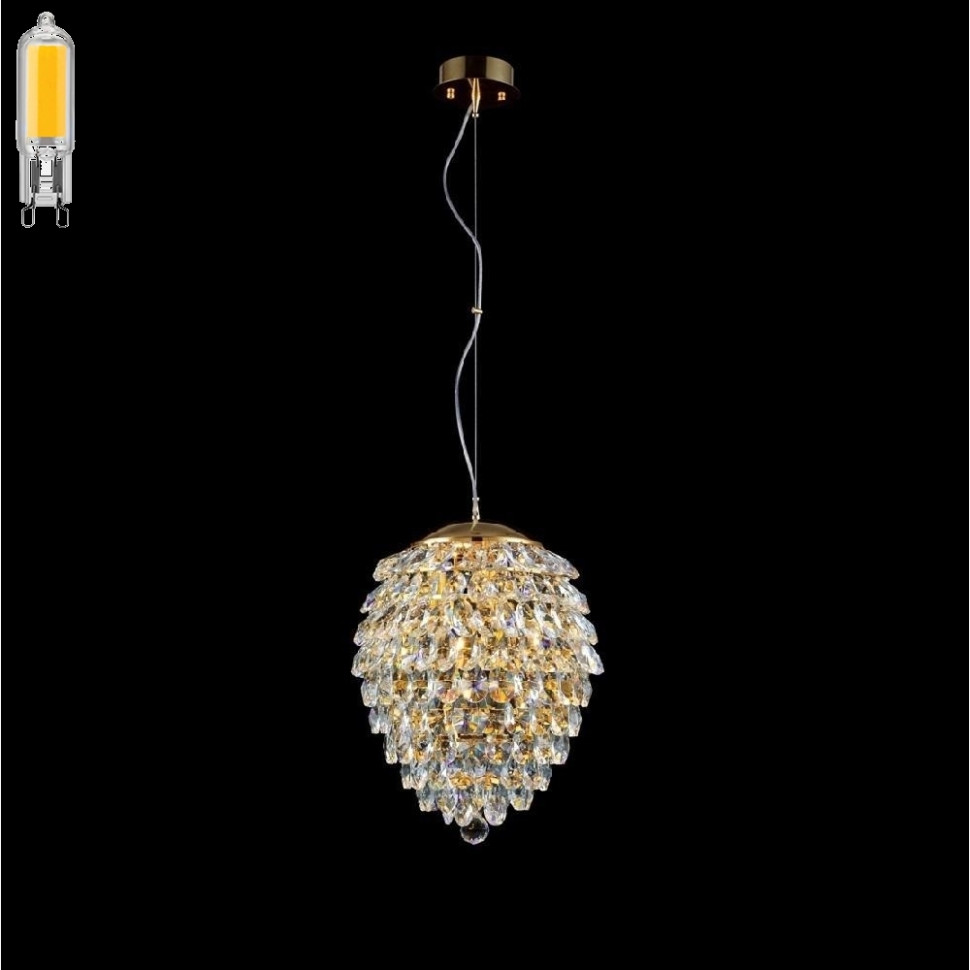 Подвесной светильник с лампочками CRYSTAL LUX CHARME SP4 GOLD/TRANSPARENT+Lamps бра crystal lux catarina ap1 gold transparent cognac