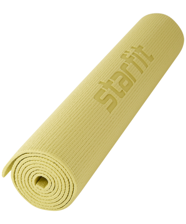 Коврик для йоги и фитнеса FM-101, PVC, 173x61x0,6 см, желтый пастель 4680459118158