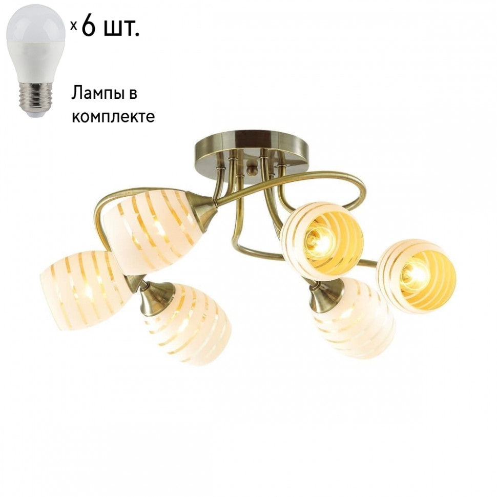Люстра потолочная Lumion Dorothy с лампочками 4528/6C+Lamps E27 P45, цвет античная бронза 4528/6C+Lamps E27 P45 - фото 1