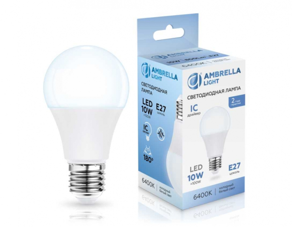 Лампа светодиодная Лон A60 10W 6400K Ambrella light Bulding 601006 