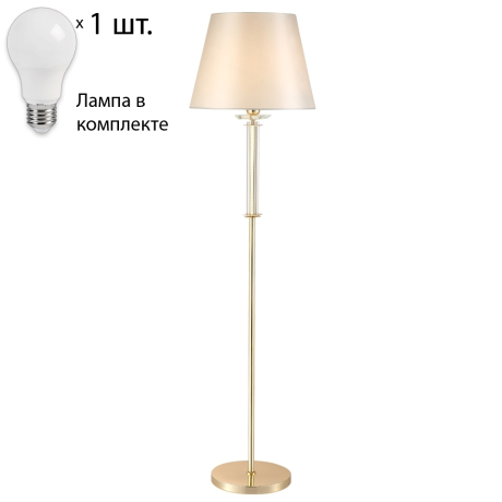 Торшер с лампочкой CRYSTAL LUX NICOLAS PT1 GOLD/WHITE+Lamps 