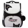 Нарушена упаковка!  <796720> Ранец GRIZZLY анатомическая спинка, с мешком для обуви, для девочек, "BLACKY", серый, 33х25х13 см, RAm-584-1/2 (274133)
