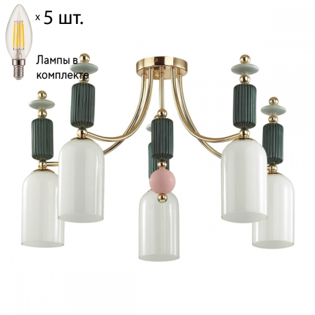Потолочная люстра с лампочками Odeon 4861/5C+Lamps 