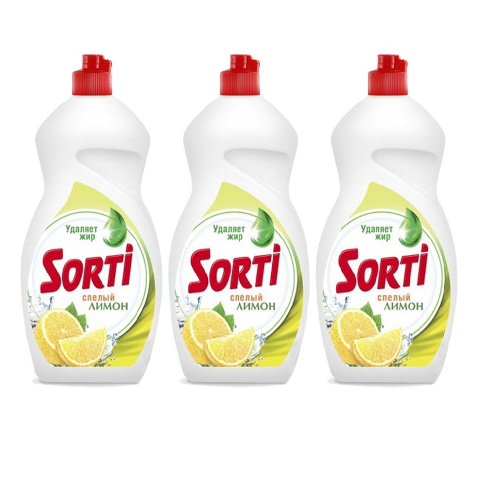 Средство для мытья посуды 1,3 л, SORTI  Лимон - 3 шт