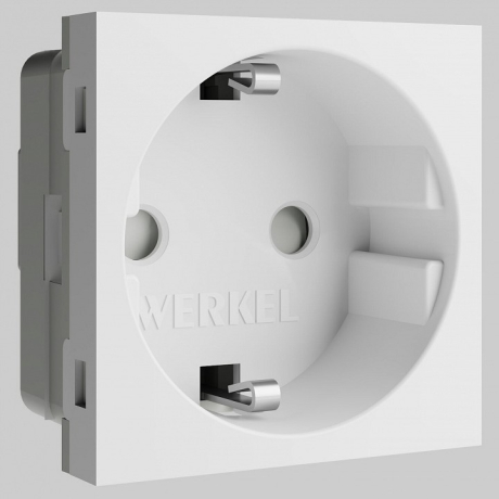 Розетка с заземлением и со шторкой модульная Werkel белый a069368