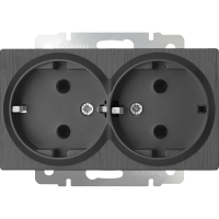 Розетка двойная с заземлением, без рамки Werkel графит рифленый W1172004