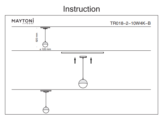 Трековый светильник на подвесе 10W 4000К для магнитного шинопровода Maytoni Track lamps TR018-2-10W4K-B 