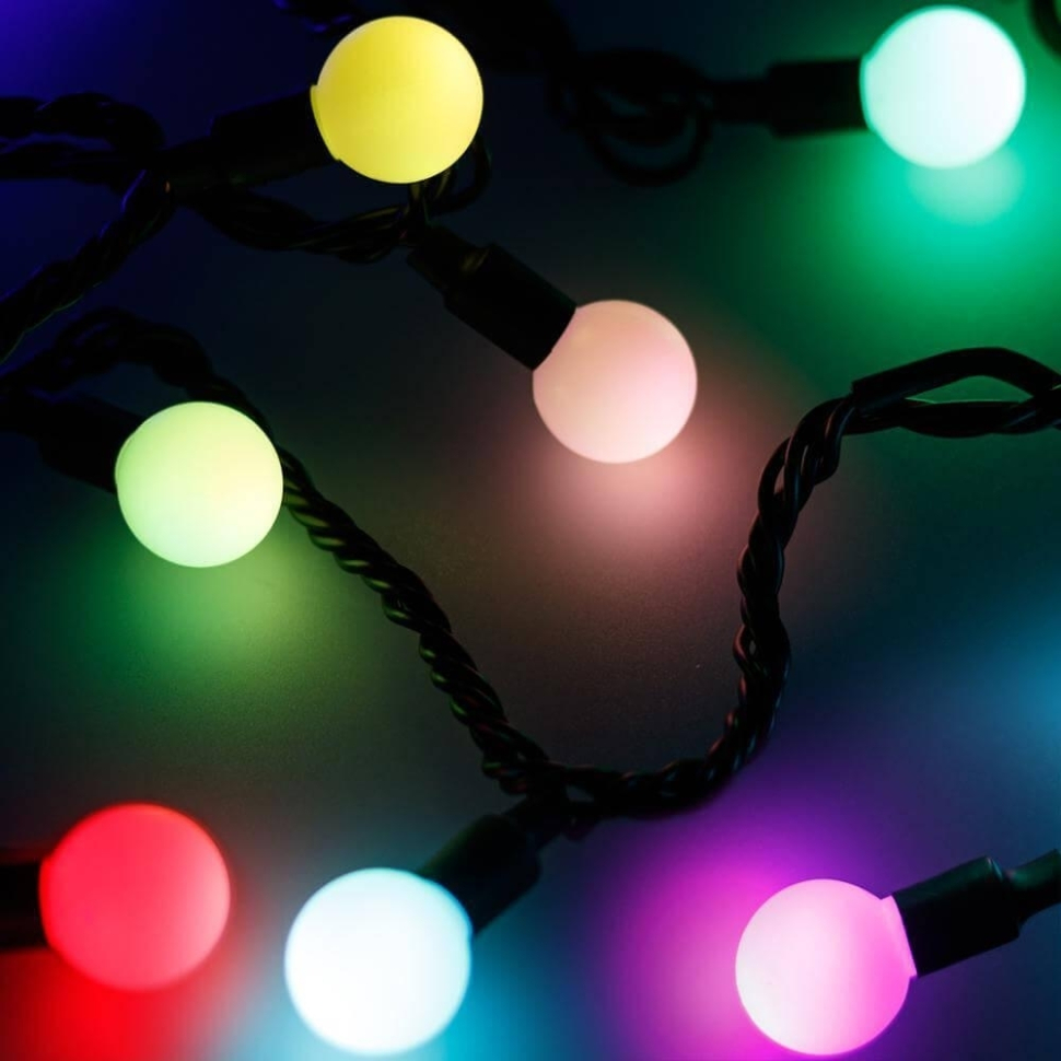 10м Уличная гирлянда шарики RGB Ardecoled 230V ARD-Ball-Pro-D23-10000-Black-80Led RGB 25622 10726₽