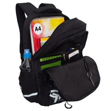 Нарушена упаковка!  <796737> Рюкзак GRIZZLY школьный, анатомическая спинка, 2 отделения, для мальчиков, "BREAK DOWN", 39х28х20 см, RB-554-7/4 (274164)