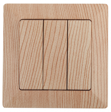 Выключатель трехклавишный ЭРА Intro Solo 10A 250V дерево 4-106-11 190873