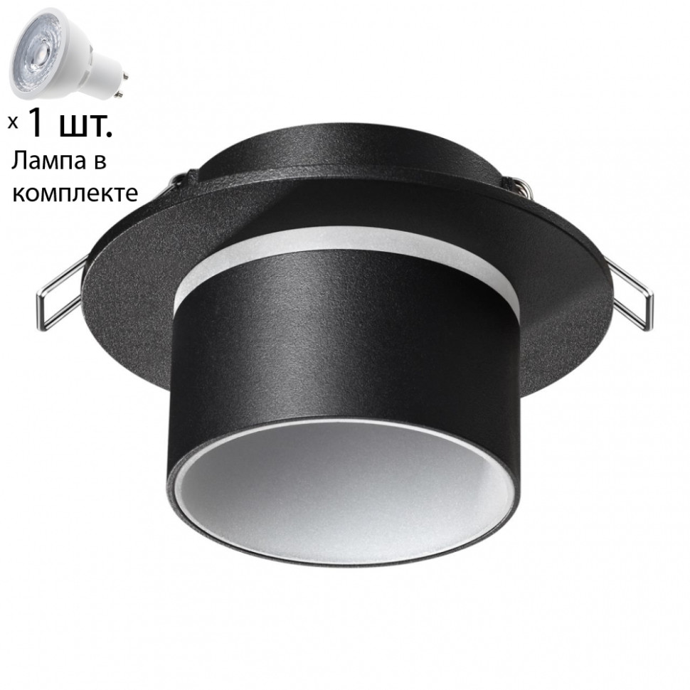 Точечный светильник с лампочкой Novotech 370715+Lamps, цвет черный 370715+Lamps - фото 1