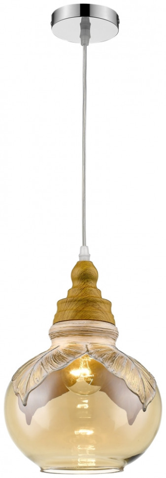 399-506-01 Подвесной светильник Velante, цвет хром, коричневый (имитация дерева) - фото 1