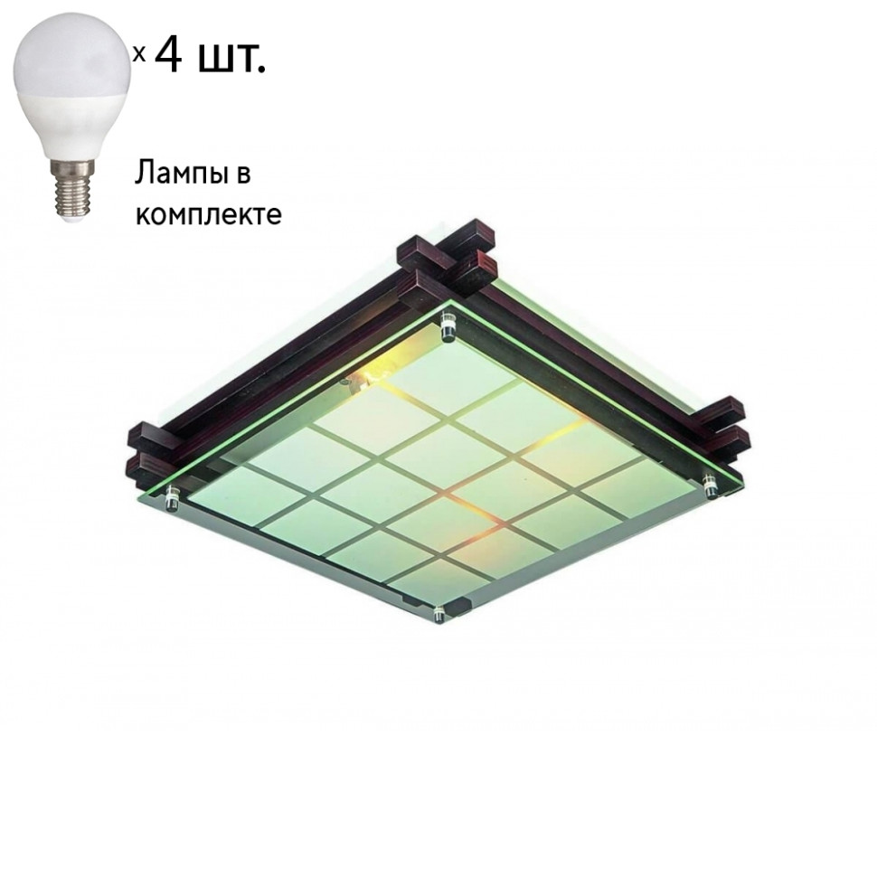 Светильник потолочный с лампочками Omnilux OML-40507-04+Lamps, цвет белый OML-40507-04+Lamps - фото 1