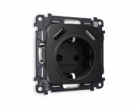 Розетка с заземлением и 2хUSB type A, без рамки Ambrella Volt OMEGA MO809010