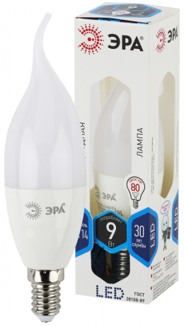 Лампа светодиодная ЭРА E14 9W 4000K матовая LED BXS-9W-840-E14 Б0027974 