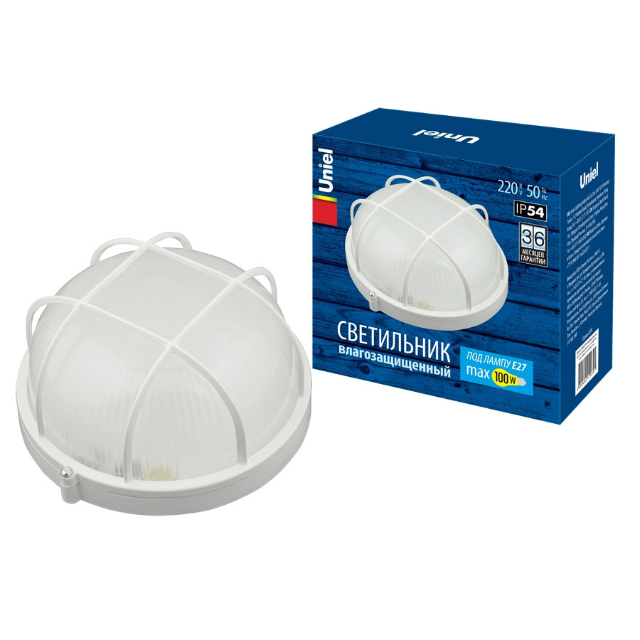 Потолочный влагозащищенный светильник Uniel UWL-R02 100W/E27 IP54 White (UL-00006772), цвет белый