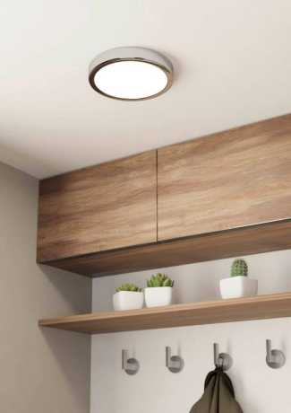 650187 Накладной светильник , 17W (LED), 3000K, IP44, ?210, сталь, хром / пластик, белый