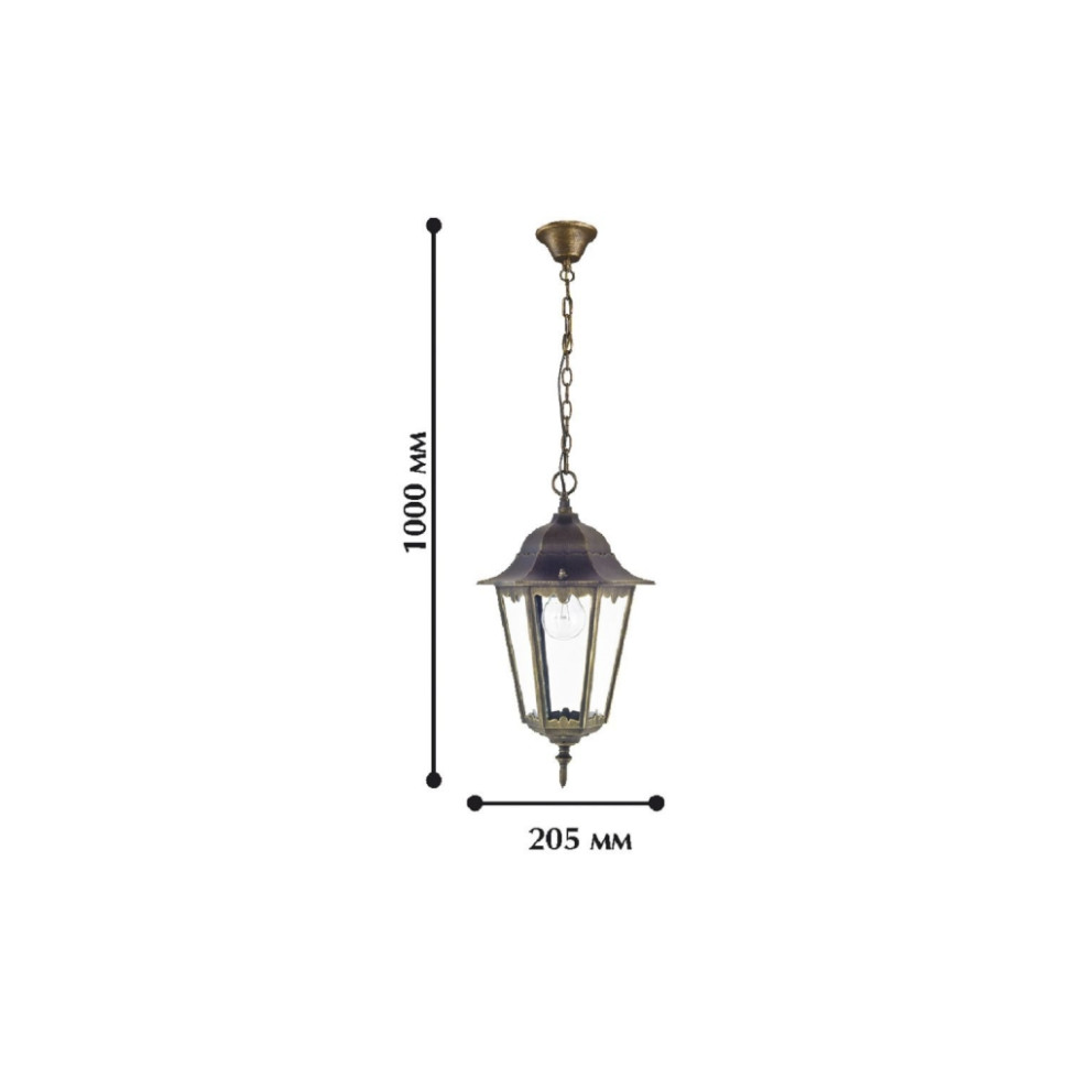 Уличный подвесной светильник с лампочкой Favourite London 1808-1P+Lamps E27 P45, цвет черный с золотой патиной 1808-1P+Lamps E27 P45 - фото 3