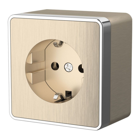 Розетка с заземлением Werkel Gallant (шампань рифленый) W5071010