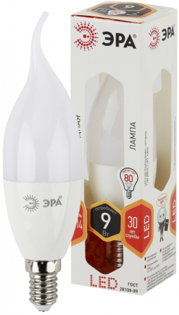 Лампа светодиодная ЭРА E14 9W 2700K матовая LED BXS-9W-827-E14 Б0027973 