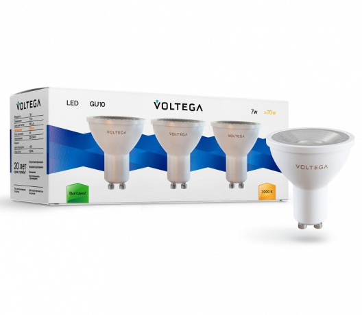 Лампа светодиодная Voltega Simple GU10 7Вт 3000K 7254 