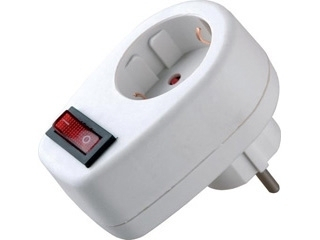 Volsten 190427 белая (евророзетка-переходник"земля-земля" с выкл.,заземлением,защитой от детей)