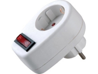 Volsten SA 1/1-ZDV белая (евророзетка-переходник"земля-земля" с выкл.,заземлением,защитой от детей)