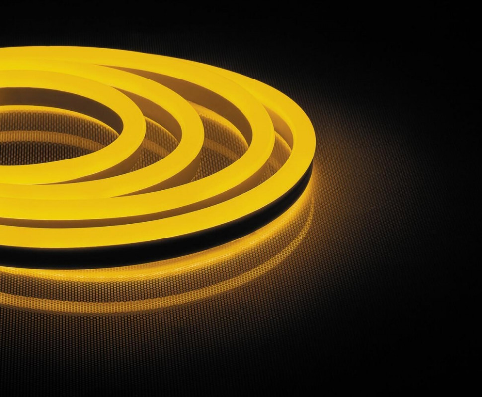 50м. Комплект неоновой ленты желтого цвета 2835 12W, 220V, 144LED/m, IP67 Feron LS721 (32715) сетевой шнур для светодиодной ленты ls721 2835 feron