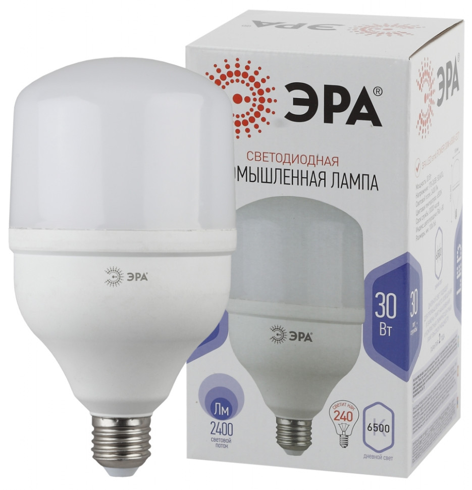 Лампа светодиодная ЭРА E27 30W 6500K матовая LED POWER T100-30W-6500-E27 Б0049597
