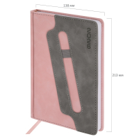 Нарушена упаковка!  <795375> Ежедневник датированный 2026, А5, 138x213 мм, BRAUBERG "Assistant", под кожу, держатель, розовый, 117377