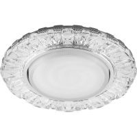 Нарушена упаковка.  <175838> Светильник встраиваемый с белой LED подсветкой Feron CD4023 потолочный GX53 без лампы прозрачный  29476