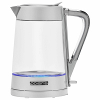 Чайник POLARIS PWK 1715 CGL, 1,7 л, 1850-2200 Вт, закрытый нагревательный элемент, стекло, белый, 54125, PWK 1715 CGL w (456760)