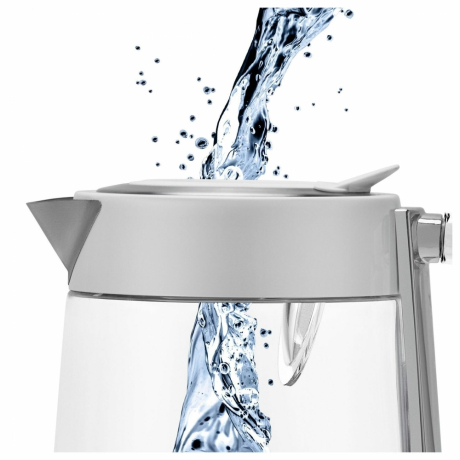 Чайник POLARIS PWK 1715 CGL, 1,7 л, 1850-2200 Вт, закрытый нагревательный элемент, стекло, белый, 54125, 723461 (456760)