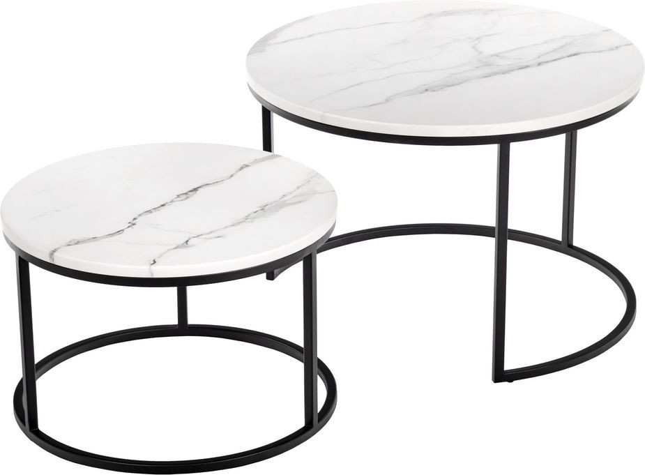 Набор кофейных столиков Tango белый мрамор с чёрными ножками, 2шт Bradex Home RF 0207